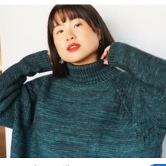 BCBGMAXAZRIA Marled Knit Textured Turtleneck Green Sweater - Picture 10 of 10
